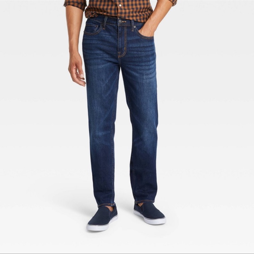 2/$20   Goodfellow & Co Men's Slim Straight Fit Jeans - Dark Denim Wash 30×30